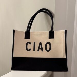 Ciao Black and Cream Tote Bag